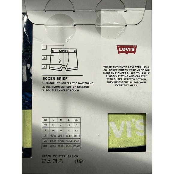 NWT LEVI'S 3 Pack Boxer Brief Underwear Sz MEDIUM Blue Yellow Green - Picture 3 of 3